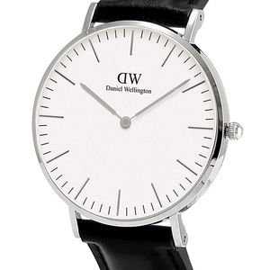 Daniel Wellington Black And Silver Leather Watch